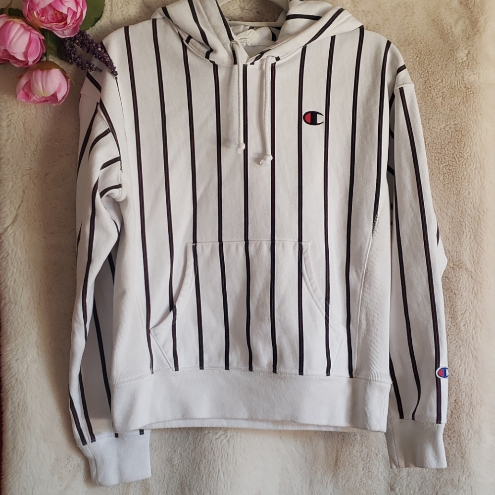 Champion White Stripe Sweater Hoodie